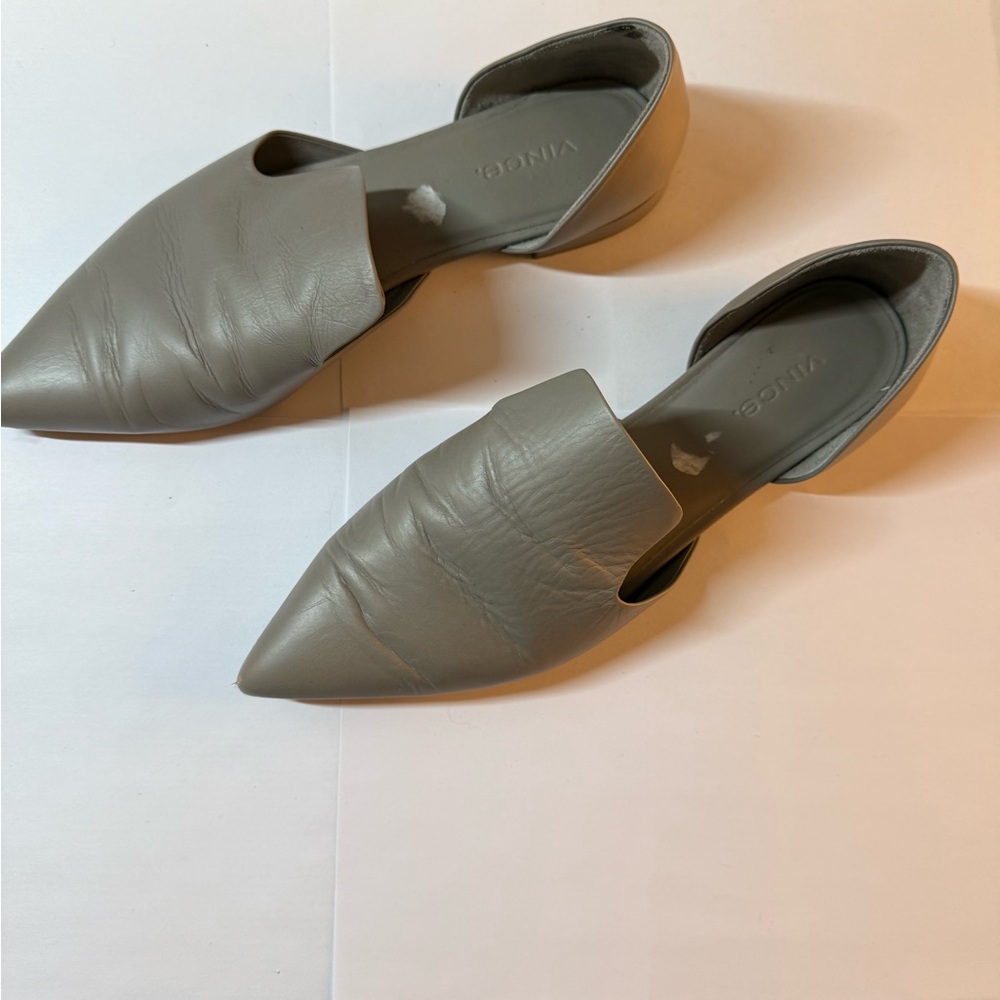Vince Gray Leather Flats Size: 8